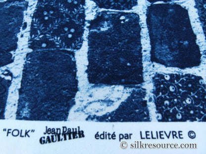 0.75y Scalamandre Jean Paul Gaultier Folk Indigo Jeans Denim Made Into Bricks Blue Green MSRP USD 420/y