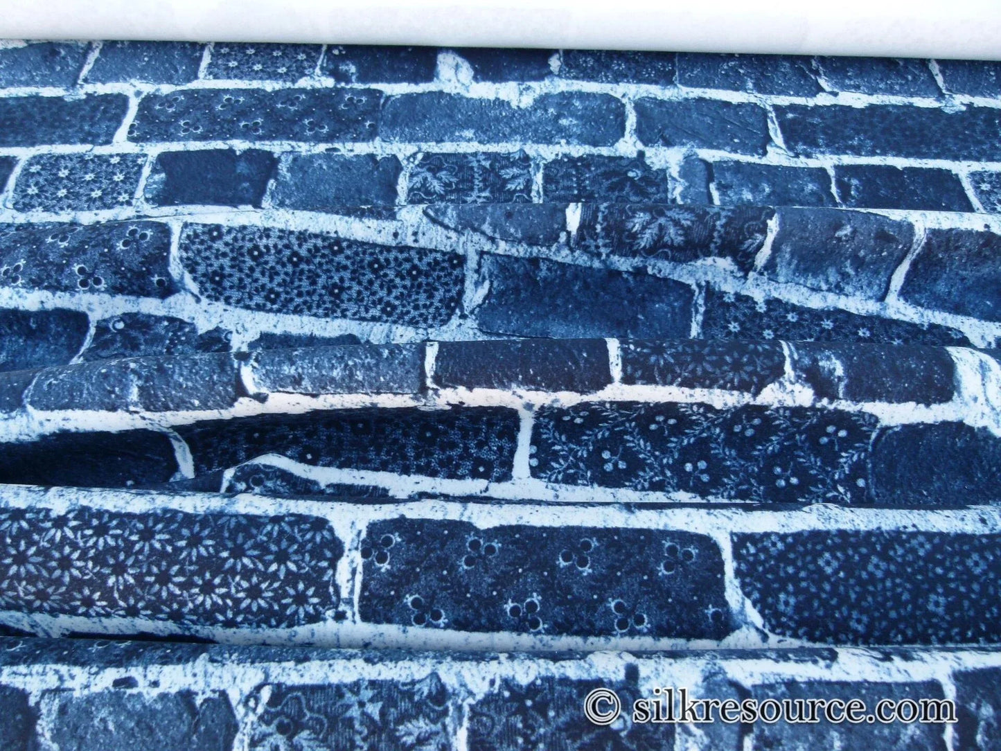 0.75y Scalamandre Jean Paul Gaultier Folk Indigo Jeans Denim Made Into Bricks Blue Green MSRP USD 420/y