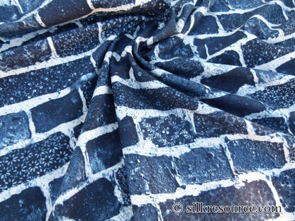 0.75y Scalamandre Jean Paul Gaultier Folk Indigo Jeans Denim Made Into Bricks Blue Green MSRP USD 420/y