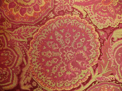 bty 100%silk Lampas Rich "claret" Red Pink &amp; Gold Kaleidoscope MSRP USD 300+/Y