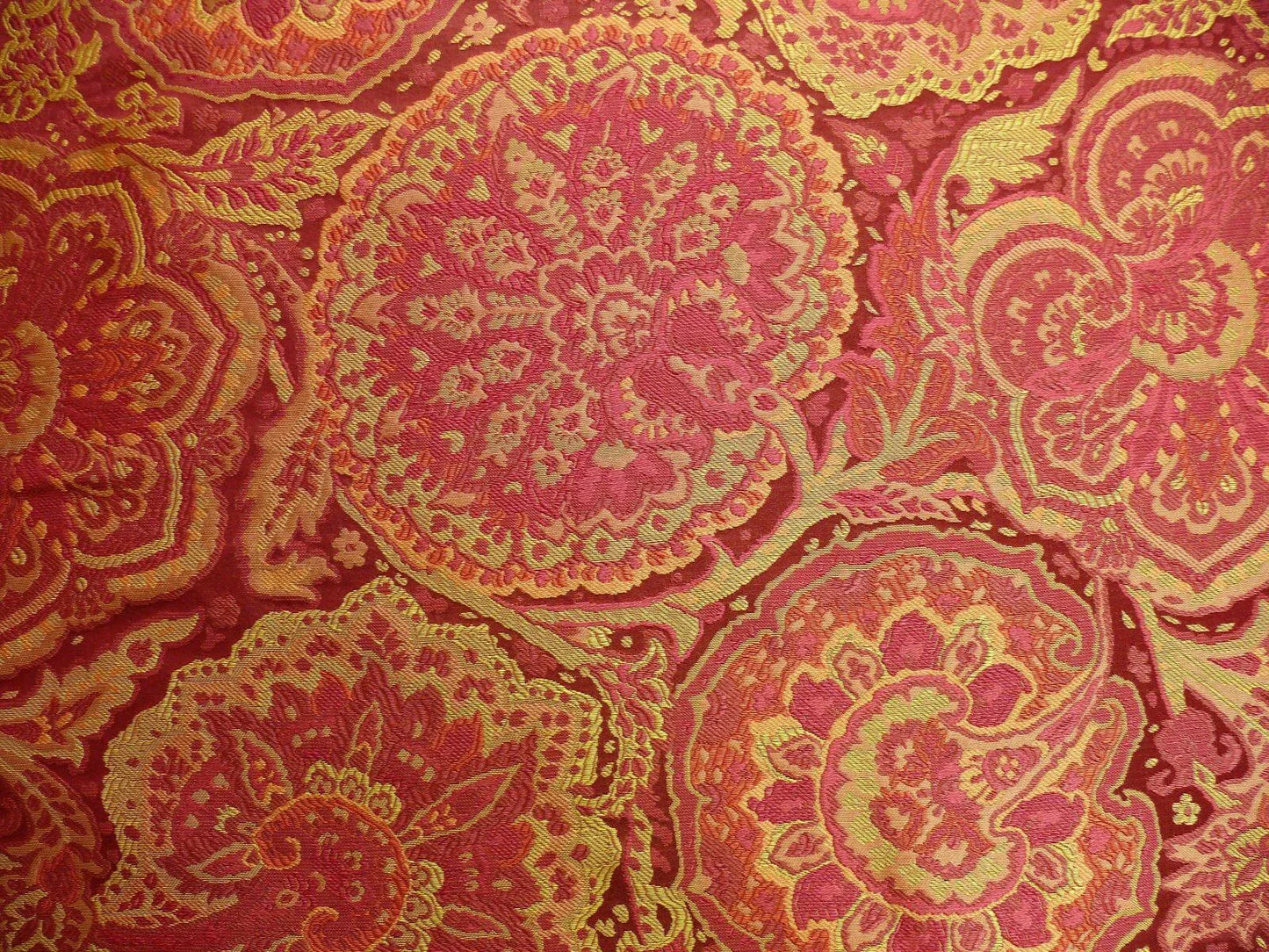 bty 100%silk Lampas Rich "claret" Red Pink &amp; Gold Kaleidoscope MSRP USD 300+/Y