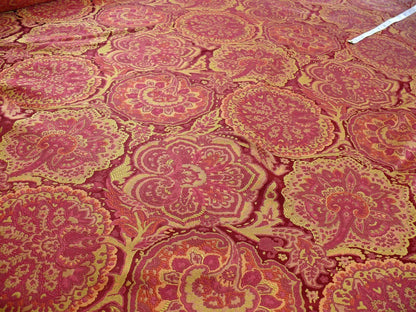 bty 100%silk Lampas Rich "claret" Red Pink &amp; Gold Kaleidoscope MSRP USD 300+/Y
