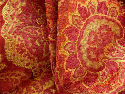 bty 100%silk Lampas Rich "claret" Red Pink &amp; Gold Kaleidoscope MSRP USD 300+/Y