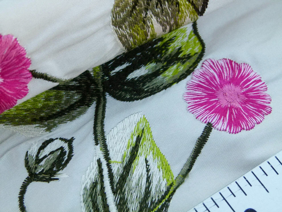 Scalamandre Flower Market Petals Floral Print Embroidery Pink Red Purple Green MSRP USD 512/y