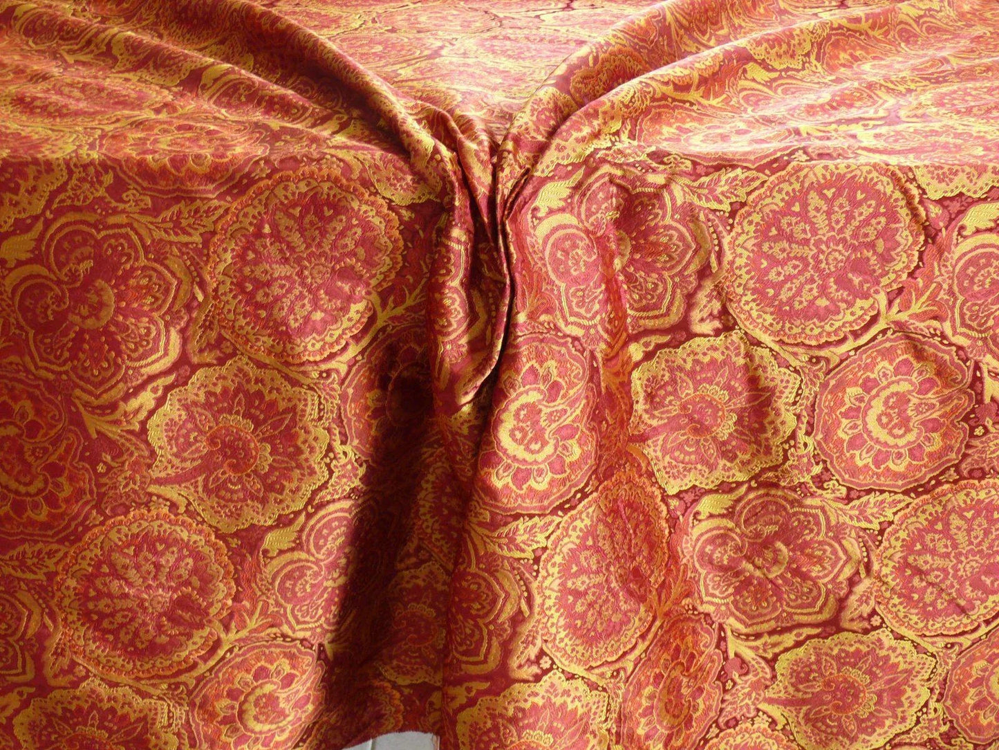 bty 100%silk Lampas Rich "claret" Red Pink &amp; Gold Kaleidoscope MSRP USD 300+/Y