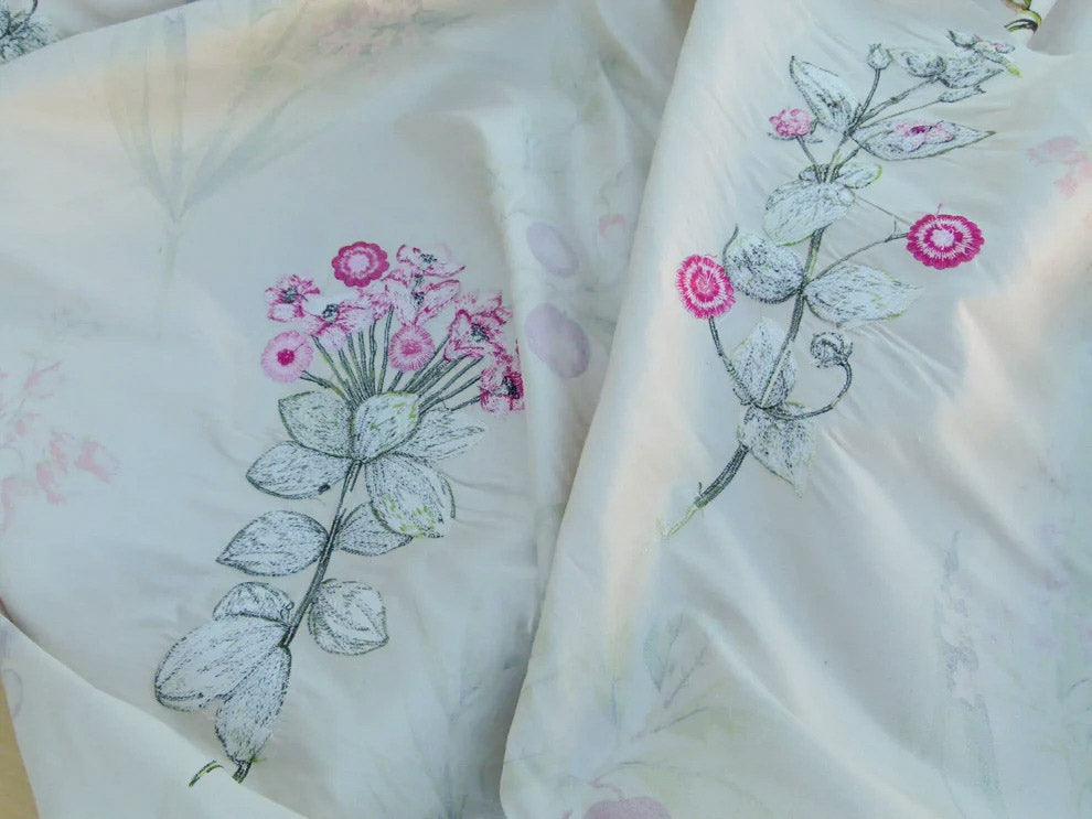 Scalamandre Flower Market Petals Floral Print Embroidery Pink Red Purple Green MSRP USD 512/y