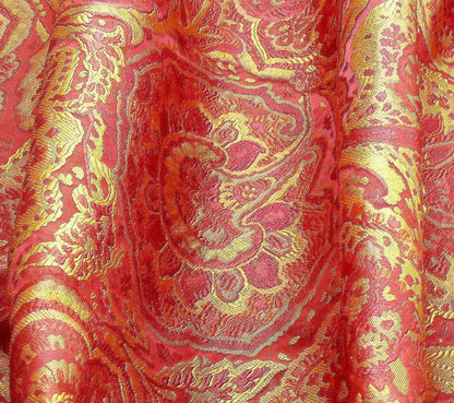 bty 100%silk Lampas Rich "claret" Red Pink &amp; Gold Kaleidoscope MSRP USD 300+/Y