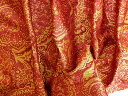 bty 100%silk Lampas Rich "claret" Red Pink &amp; Gold Kaleidoscope MSRP USD 300+/Y