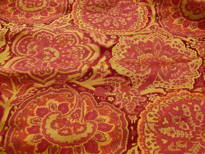 bty 100%silk Lampas Rich "claret" Red Pink &amp; Gold Kaleidoscope MSRP USD 300+/Y