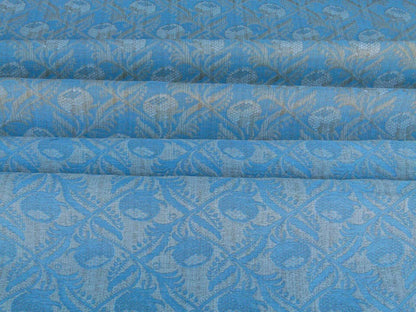 Scalamandre Boutonniere Powder Blue Renaissance Small Scale Berry Pomegranate Jacquard Cotton Linen MSRP USD 402/y