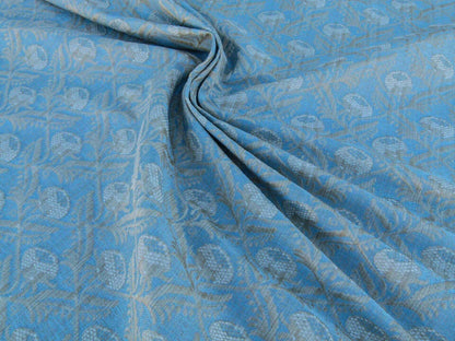 Scalamandre Boutonniere Powder Blue Renaissance Small Scale Berry Pomegranate Jacquard Cotton Linen MSRP USD 402/y