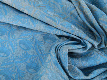 Scalamandre Boutonniere Powder Blue Renaissance Small Scale Berry Pomegranate Jacquard Cotton Linen MSRP USD 402/y