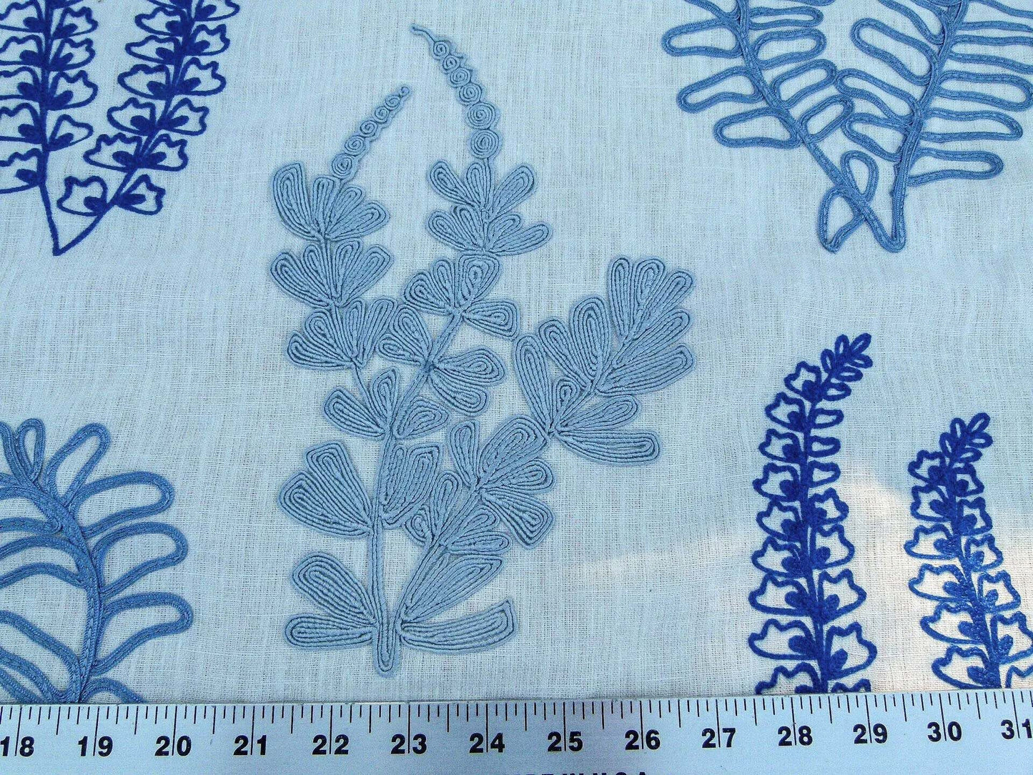Scalamandre Harbor Blue Seaweeds Ocean Plants Coral Reef Embroidery Linen MSRP USD 288