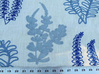 Scalamandre Harbor Blue Seaweeds Ocean Plants Coral Reef Embroidery Linen MSRP USD 288