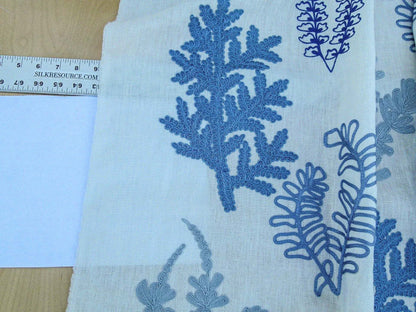 Scalamandre Harbor Blue Seaweeds Ocean Plants Coral Reef Embroidery Linen MSRP USD 288