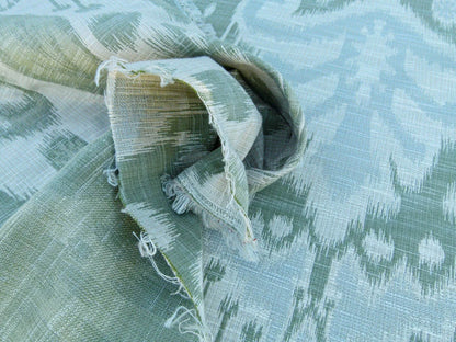 Scalamandre Monroe Ikat Texture Green Pale Blue Soft Upholstery With An Ikat Pattern MSRP USD 150
