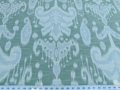 Scalamandre Monroe Ikat Texture Green Pale Blue Soft Upholstery With An Ikat Pattern MSRP USD 150