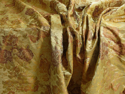 100%silk Lampas Madame Butterfly "cinnamon" Golden Light Tan