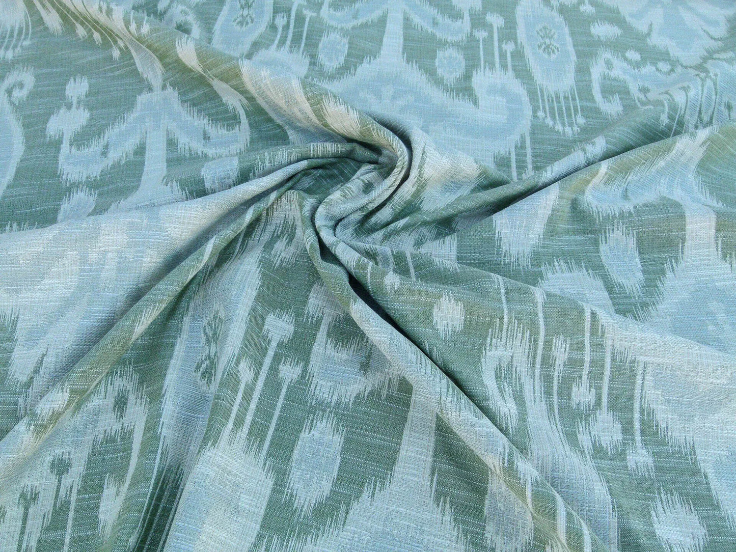 Scalamandre Monroe Ikat Texture Green Pale Blue Soft Upholstery With An Ikat Pattern MSRP USD 150