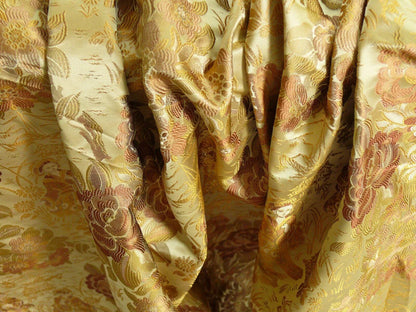 100%silk Lampas Madame Butterfly "cinnamon" Golden Light Tan