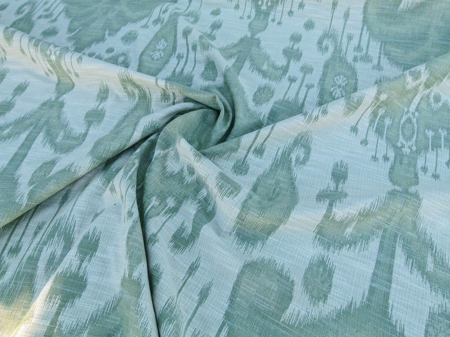 Scalamandre Monroe Ikat Texture Green Pale Blue Soft Upholstery With An Ikat Pattern MSRP USD 150