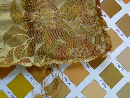 100%silk Lampas Madame Butterfly "cinnamon" Golden Light Tan