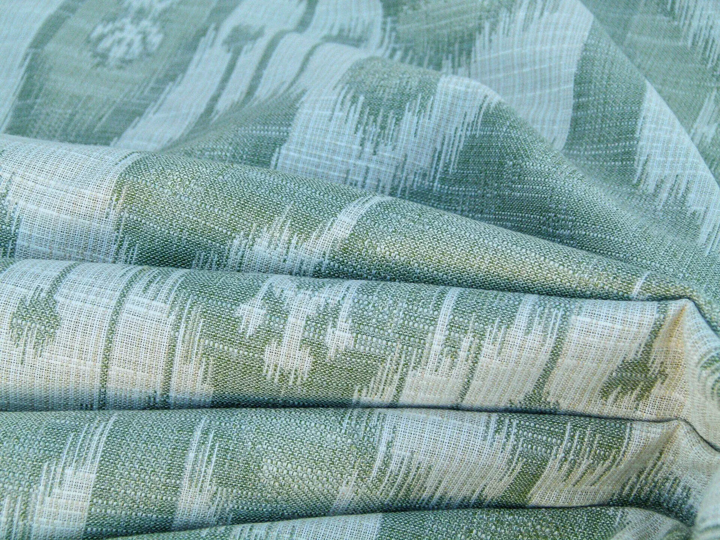 Scalamandre Monroe Ikat Texture Green Pale Blue Soft Upholstery With An Ikat Pattern MSRP USD 150