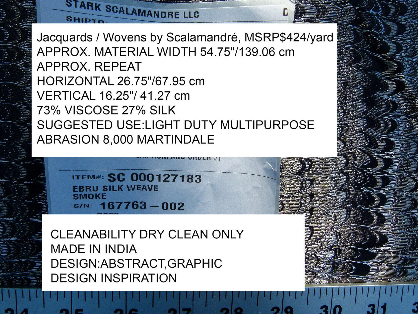 Scalamandre Ebru Silk Weave Smoke Jacquards / Wovens By Scalamandré Grey   MSRP USD 424
