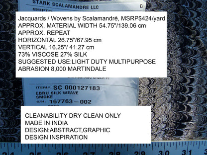 Scalamandre Ebru Silk Weave Smoke Jacquards / Wovens By Scalamandré Grey   MSRP USD 424