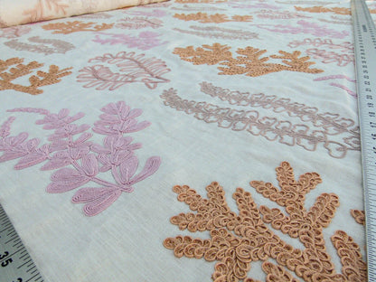 Scalamandre Harbor Peach Seaweeds Ocean Plants Coral Reef Embroidery Linen MSRP USD 288