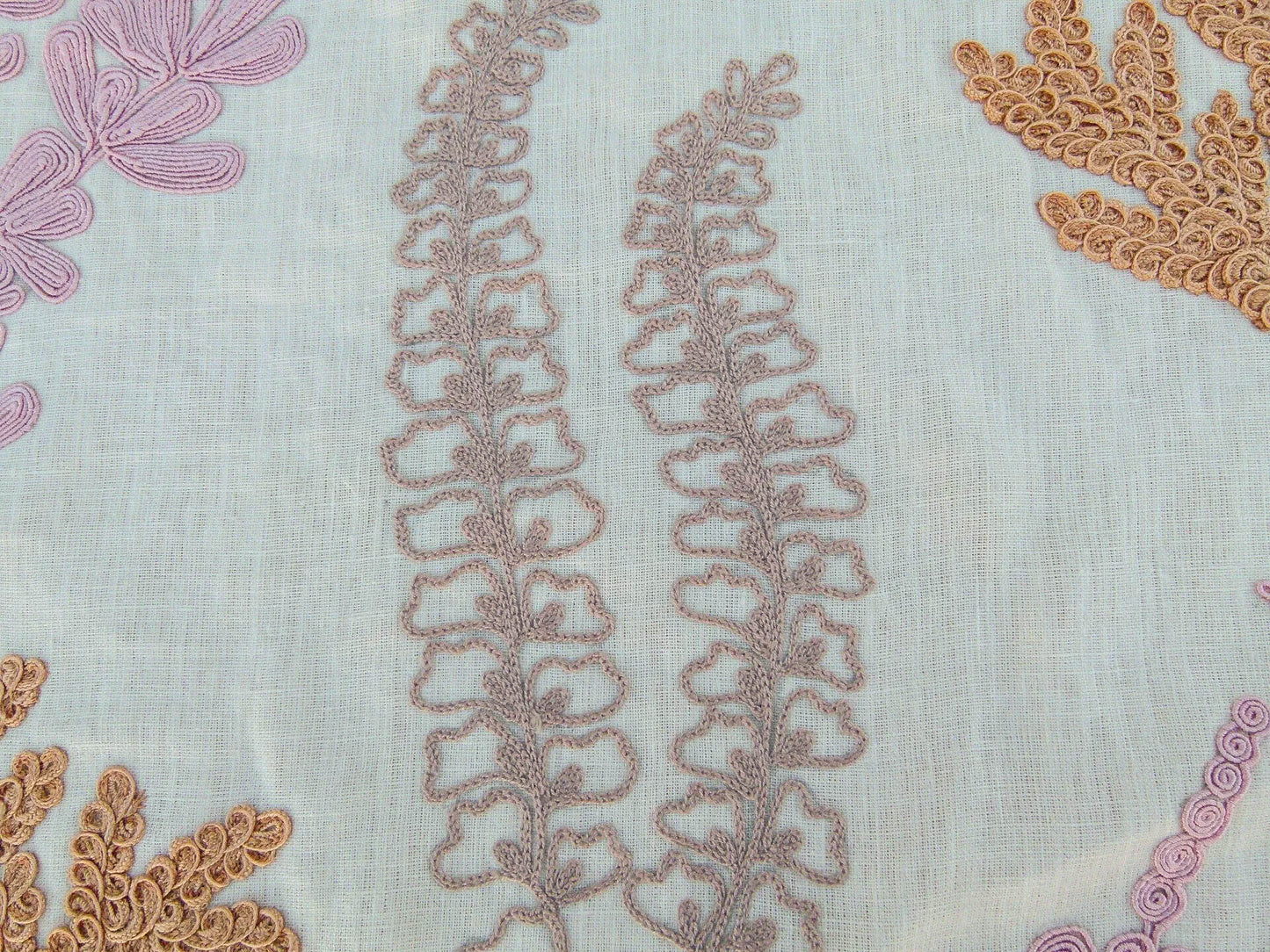 Scalamandre Harbor Peach Seaweeds Ocean Plants Coral Reef Embroidery Linen MSRP USD 288