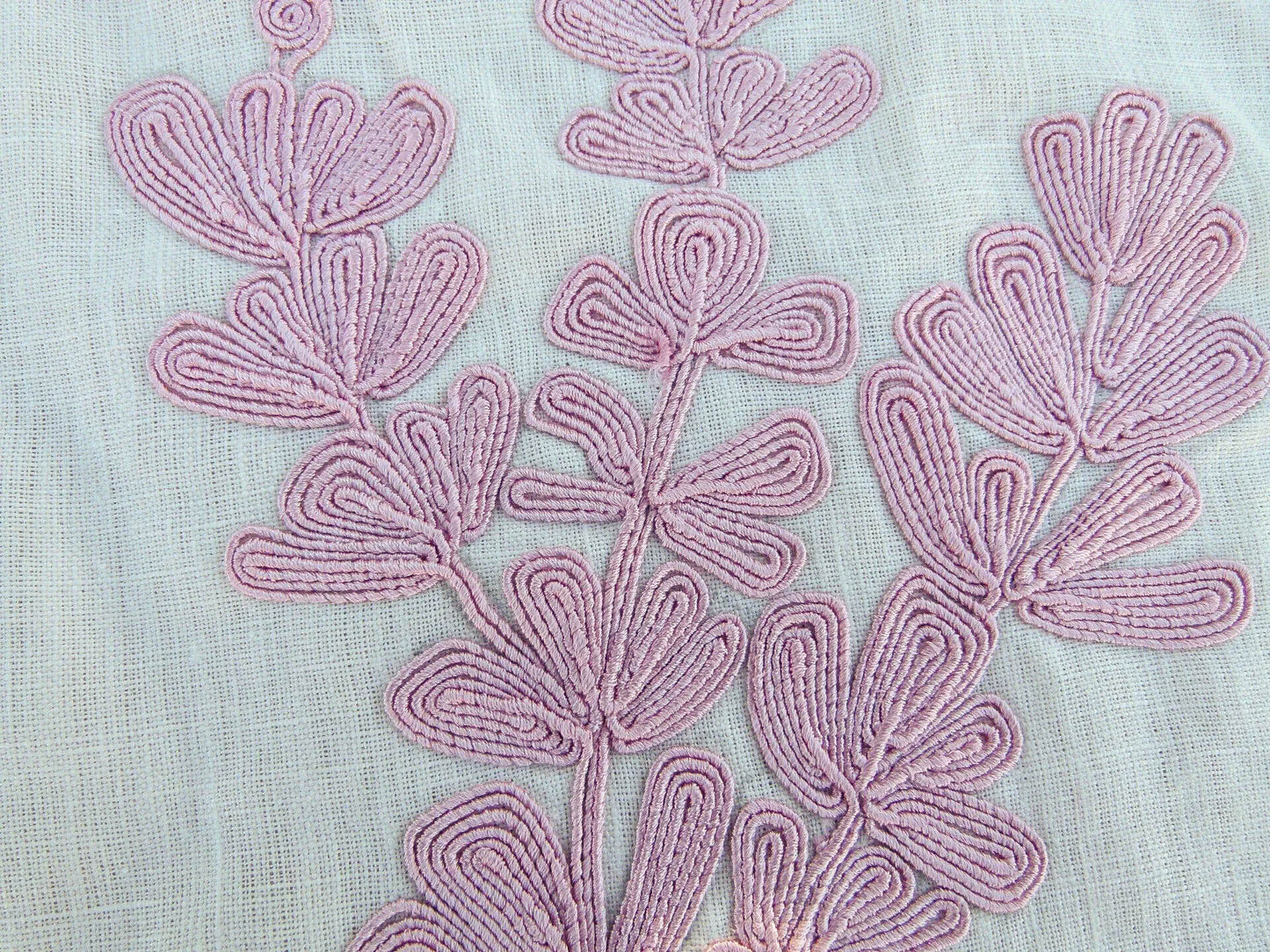 Scalamandre Harbor Peach Seaweeds Ocean Plants Coral Reef Embroidery Linen MSRP USD 288