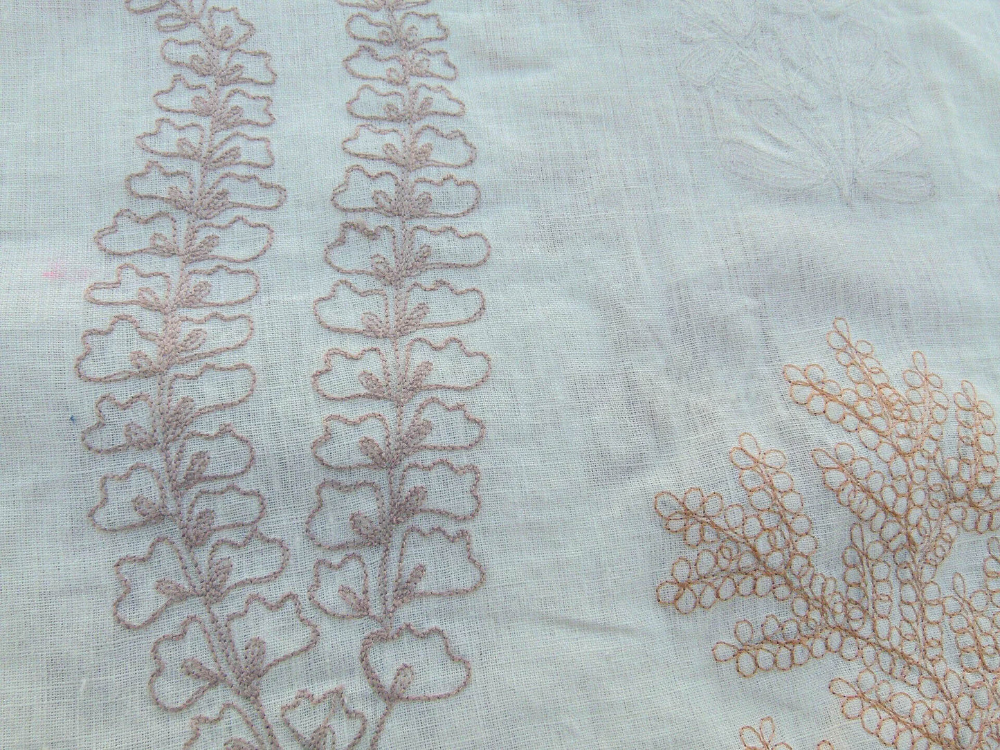 Scalamandre Harbor Peach Seaweeds Ocean Plants Coral Reef Embroidery Linen MSRP USD 288