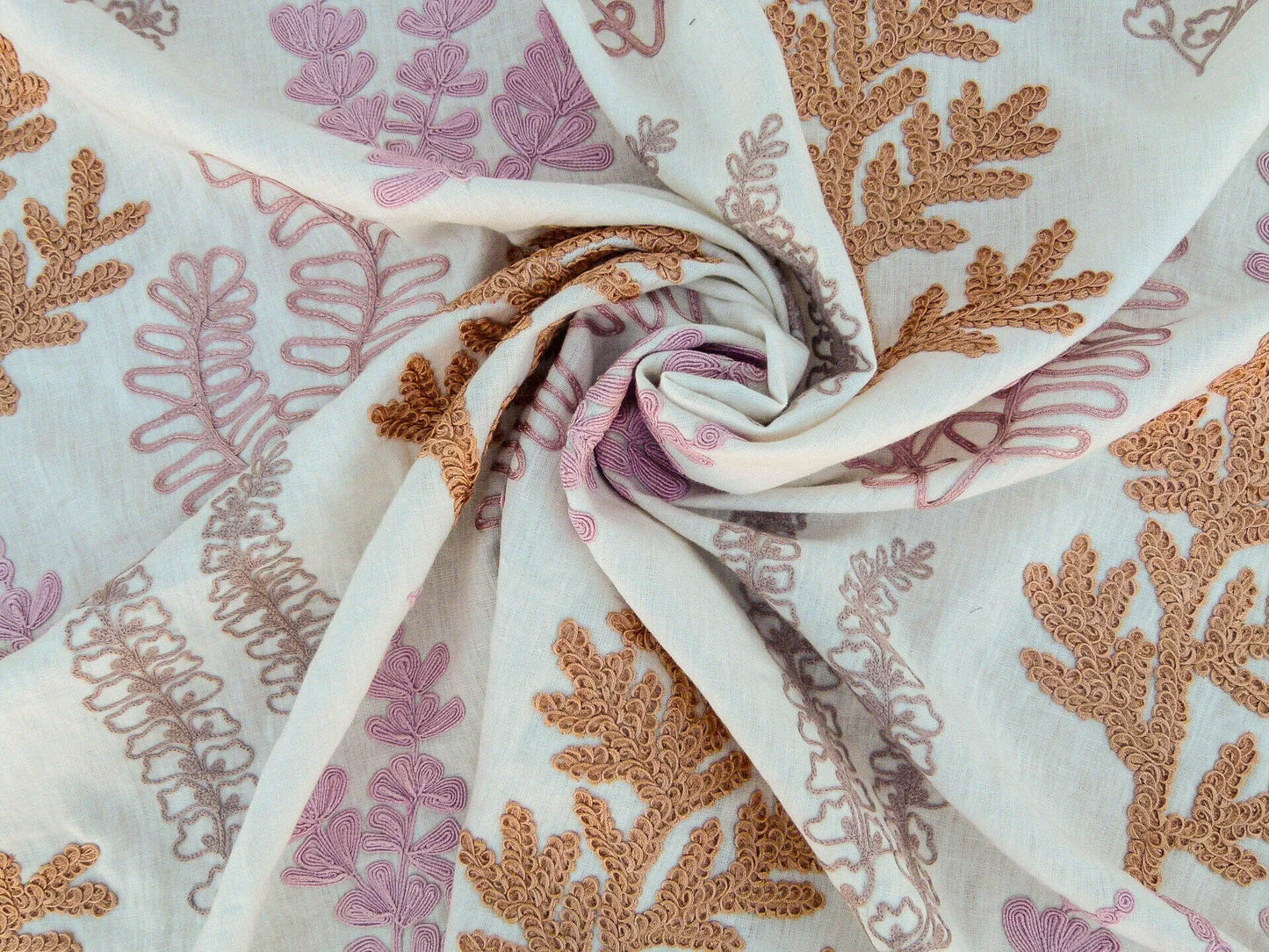 Scalamandre Harbor Peach Seaweeds Ocean Plants Coral Reef Embroidery Linen MSRP USD 288