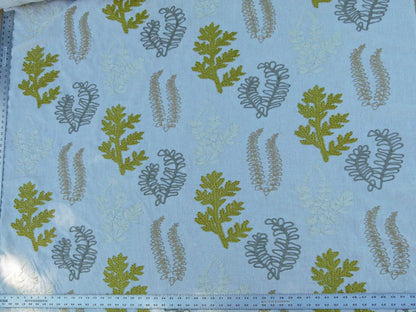 Scalamandre Harbor Yellow Seaweeds Ocean Plants Coral Reef Embroidery Linen MSRP USD 288