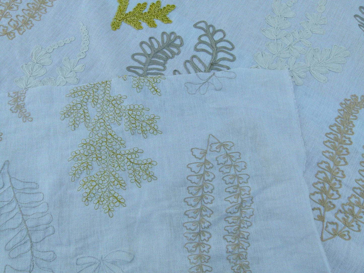 Scalamandre Harbor Yellow Seaweeds Ocean Plants Coral Reef Embroidery Linen MSRP USD 288