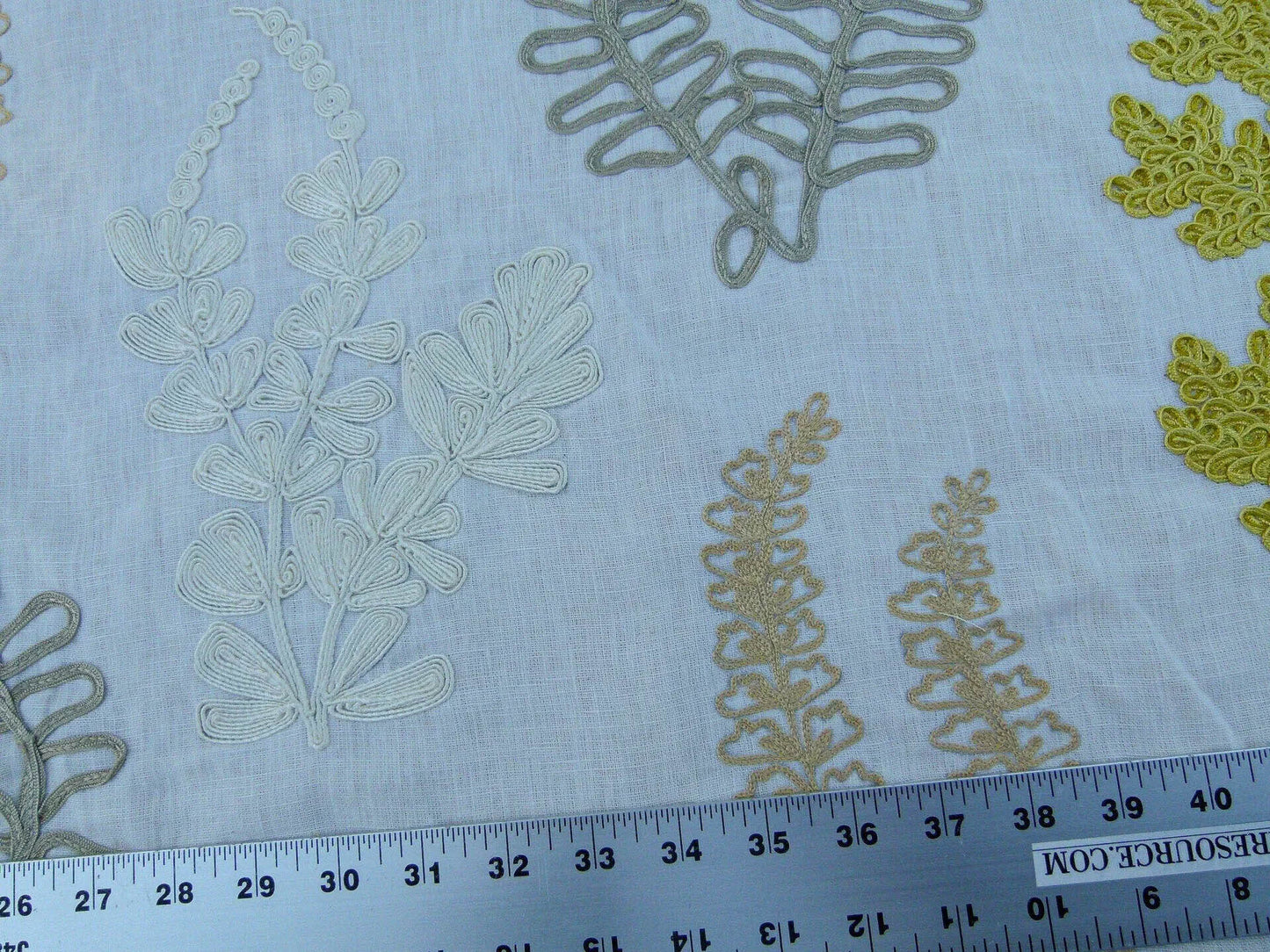 Scalamandre Harbor Yellow Seaweeds Ocean Plants Coral Reef Embroidery Linen MSRP USD 288