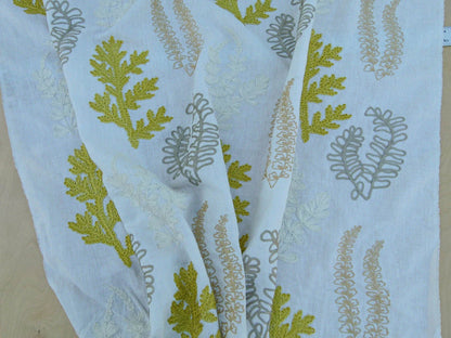 Scalamandre Harbor Yellow Seaweeds Ocean Plants Coral Reef Embroidery Linen MSRP USD 288