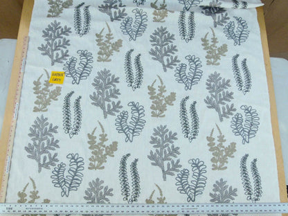 Scalamandre Harbor Grey Seaweeds Ocean Plants Coral Reef Embroidery Linen MSRP USD 288