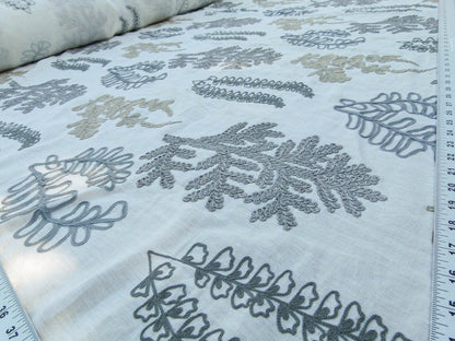 Scalamandre Harbor Grey Seaweeds Ocean Plants Coral Reef Embroidery Linen MSRP USD 288