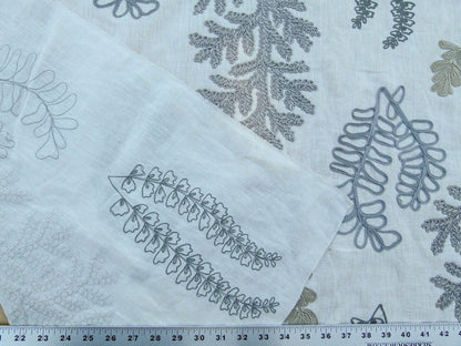 Scalamandre Harbor Grey Seaweeds Ocean Plants Coral Reef Embroidery Linen MSRP USD 288