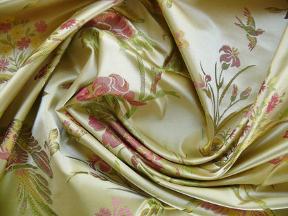 100% Silk Lampas Bird of Paradise Tree-peony Chinoisery Pink Gold Custom Order