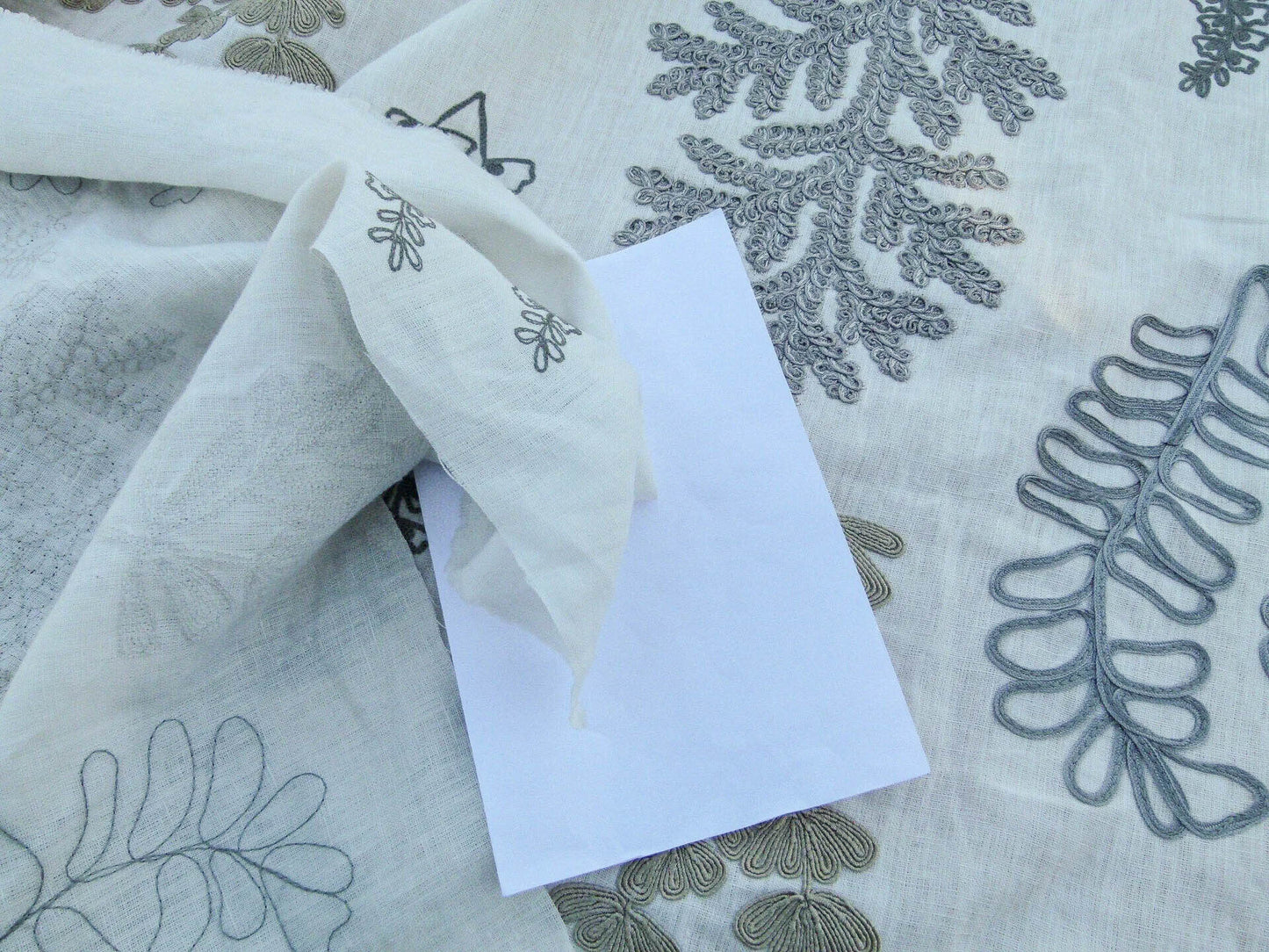 Scalamandre Harbor Grey Seaweeds Ocean Plants Coral Reef Embroidery Linen MSRP USD 288