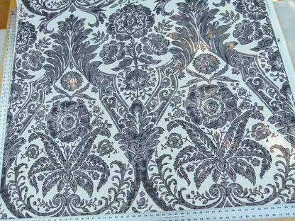 Scalamandre Luciana Damask Linen Print Graphite Damask Print Gray MSRP USD 346/Y