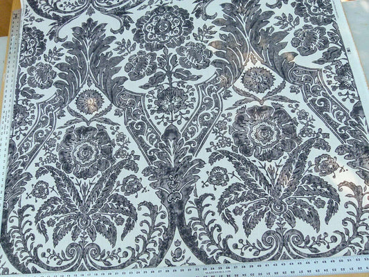 Scalamandre Luciana Damask Linen Print Graphite Damask Print Gray MSRP USD 346/Y