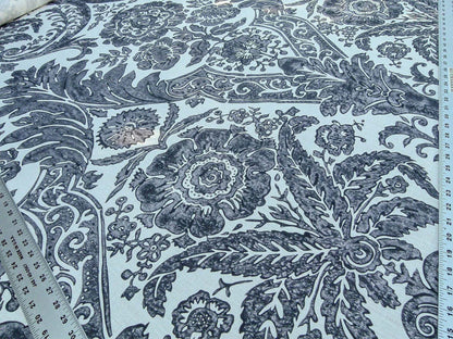 Scalamandre Luciana Damask Linen Print Graphite Damask Print Gray MSRP USD 346/Y