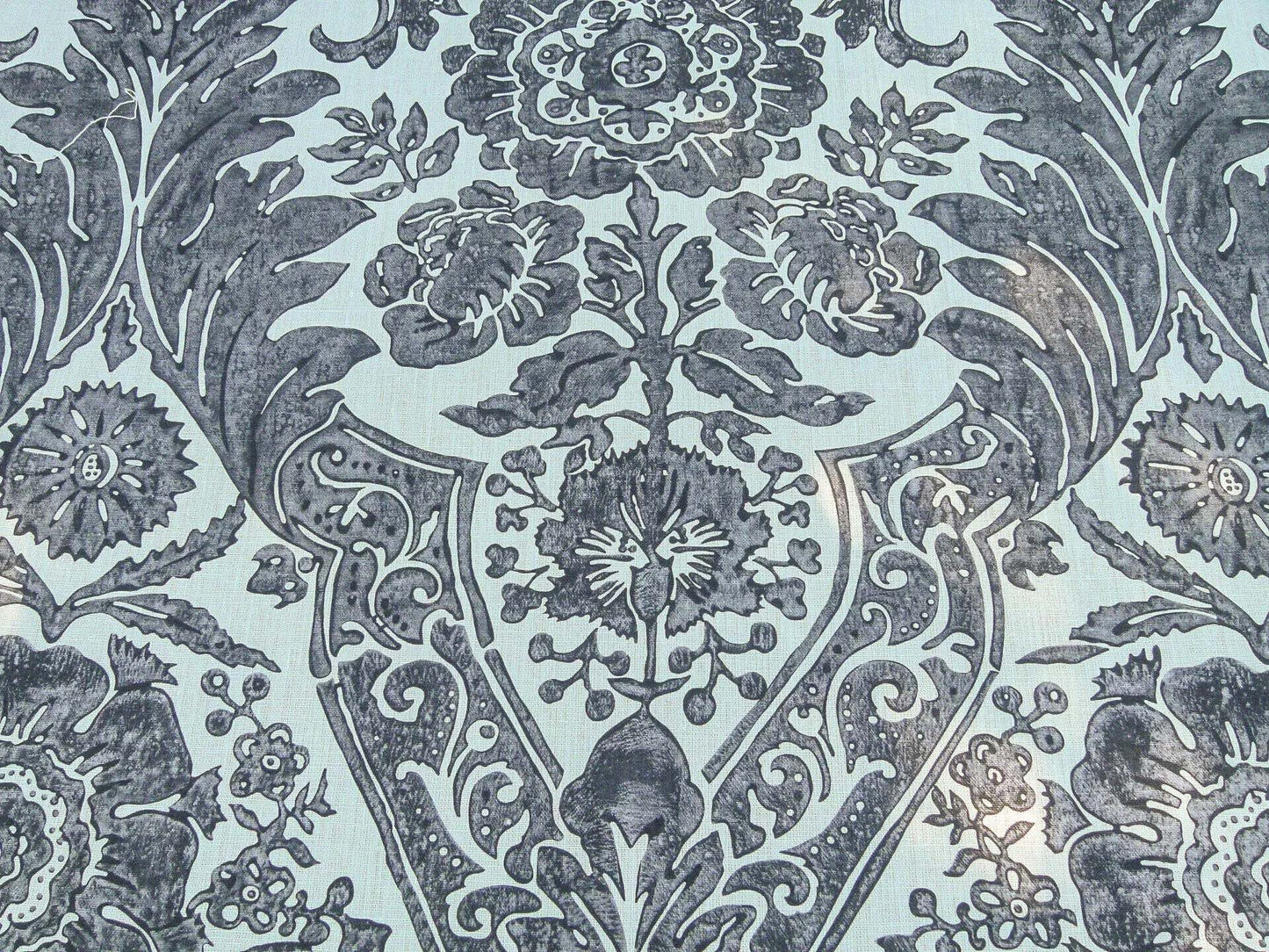 Scalamandre Luciana Damask Linen Print Graphite Damask Print Gray MSRP USD 346/Y