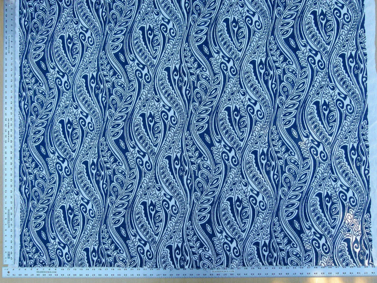 Scalamandre Fanfare Blue Paisley Design Embroidery MSRP USD 382