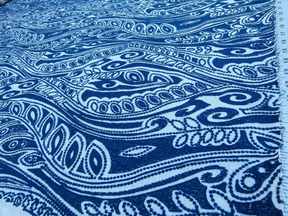 Scalamandre Fanfare Blue Paisley Design Embroidery MSRP USD 382