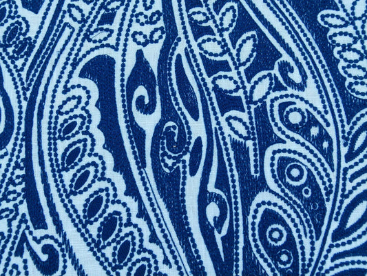 Scalamandre Fanfare Blue Paisley Design Embroidery MSRP USD 382